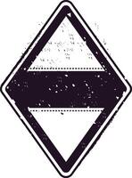 Distressed, vintage style diamond shaped stamp featuring bold geometric patterns. The design showcases a retro aesthetic, ideal for travel themed projects and nostalgic branding vector