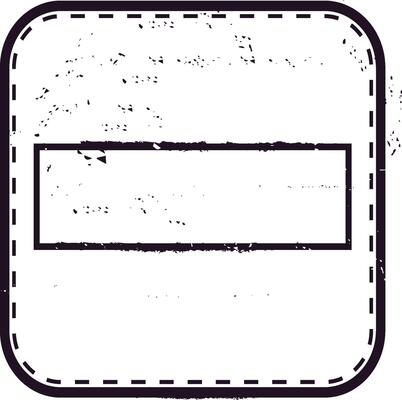 Blank vintage postage stamp with grunge texture featuring a rectangular space for text and a dashed border, isolated on white background, providing copy space for travel and mailing labels