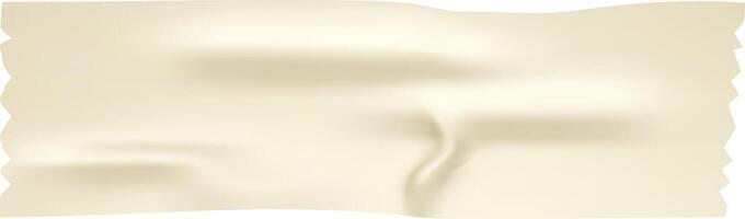 Realistic, wrinkled beige adhesive paper tape with torn edges gently waving and bending in the center, isolated against a clean white background vector
