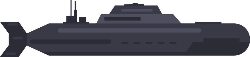 Stealthy military submarine navigating underwater, representing naval defense, maritime power, and underwater warfare technology, with periscope and communication antennas visible above the surface vector