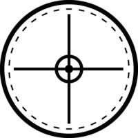 Black and white sniper aim pointer symbolizing precision and focus. Circular design with crosshair pattern used for target navigation and military sight alignment vector