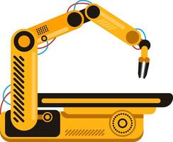 Robotic arm working on assembly line represents automation, innovation and advanced technology in manufacturing industry, enhancing productivity and efficiency vector