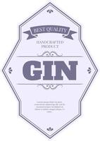 Light purple label with the writing gin, best quality, handcrafted product, decorations and sample text, ideal for alcohol, liquor and beverages vector