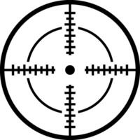 Focusing on a sniper scope crosshair targeting system aimed at a bullseye, illustrating precision and accuracy within a challenging military environment vector