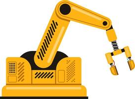 Yellow robotic arm performing automated tasks, showcasing advanced machinery and cutting edge technology within modern factory and industrial environments, enhancing efficiency and productivity vector