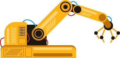 Robotic arm performing industrial operations in a modern factory, showcasing automation, precision, and efficiency in manufacturing processes vector