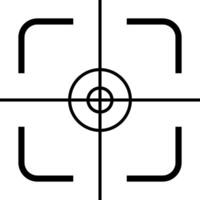 Weapon sight reticle or scope crosshair highlighting the precise aiming point for sniper rifle, ensuring accurate targeting of enemies and enhancing shooting precision vector