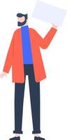 Illustration of a person holding a blank sign, symbolizing activism and protest. The figure stands confidently, ready to convey a message or demand change in a peaceful demonstration vector