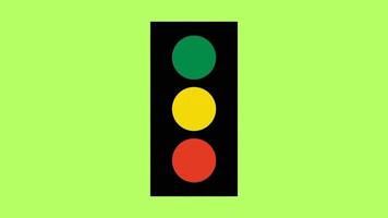 Animated traffic light isolated on green screen background video