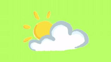 nuage couvrant partie de le Soleil animation isolé sur vert écran Contexte video