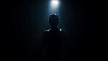 Energetic girl jumping rope, creating a colorful silhouette against a bright light background. Perfect for sports videos and motivational videos
