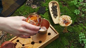 Experience the serene and tranquil ambiance of tea surrounded by nature in a delightful setting. Media video