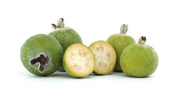 Feijoa Fruits Displayed on White Background for Healthy Eating, photo