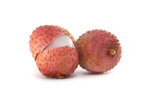 Fresh Lychee Fruit Close-Up Isolated on White Background photo