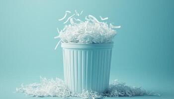 shredded paper strips on garbage private important corporate document for recycle photo