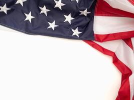 Top view of the USA flag on a white background photo