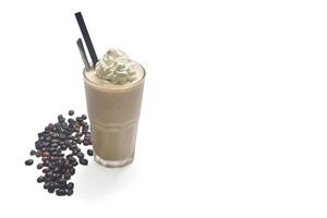 Tiramisu frappe with coffee beans isolated on a white background photo