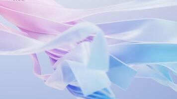 Transparent flowing fabric ribbons background 3d rendering video