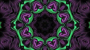 A psychedelic pattern with green and purple hearts video