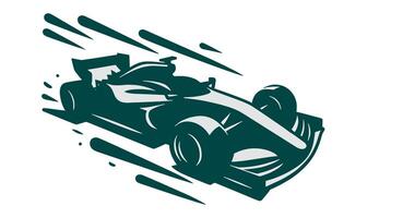 A racing car is shown in a green and white color vector