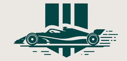 A racing car is shown in a flat design vector