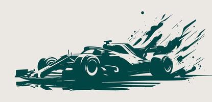 A racing car is shown in a splash of painting vector