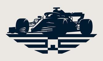 A racing car silhouette on a gray background vector