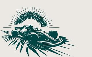 A racing car is shown in a green and white design vector
