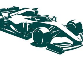 A racing car is shown in silhouette on a white background vector