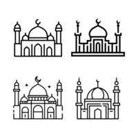 Mosque stock liner icon set art vector