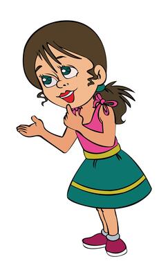 A girl standing and pointing