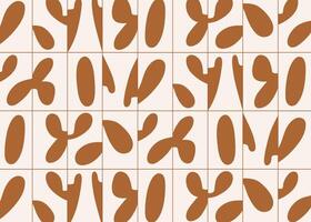Linear smooth abstract pattern drawing with brown color on beige background vector