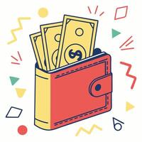 Wallet with Money and Geometric Elements Financial Icon vector