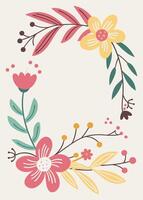 Hand Drawn Floral Frame Background Decorative Botanical vector