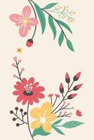 Hand Drawn Floral Frame Background Decorative Botanical Design vector