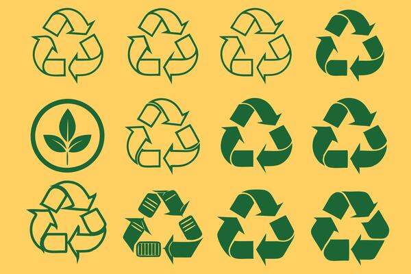 Set of Black Recycling Symbols Eco Friendly Icons