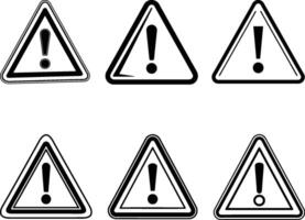 Set of Warning Triangle Icons with Exclamation Mark vector