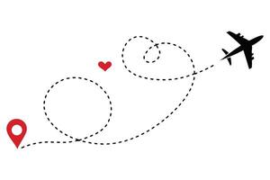 Travel Love Journey with Airplane and Heart Location Pintwork vector