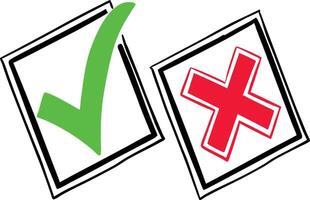 Green Check Mark and Red Cross Icon Correct and Incorrect Decision Symbols vector