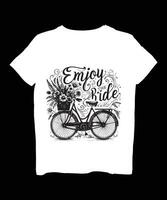 a t - shirt with a bicycle and the words enjoy ride vector