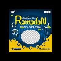 Ramadan iftar menu square banner template vector
