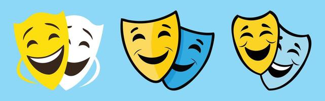 Artistic and Minimalistic Illustration of Theatrical Mask Set vector