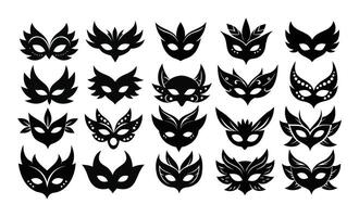 Carnival Masquerade Mask Icon Set vector