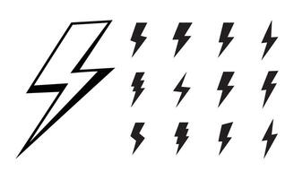 A Set of Stylized Lightning Bolt Icons vector