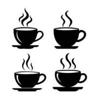 A Set of Minimalist Coffee Cup Icons with Steam vector