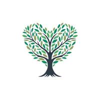 Abstract heart tree logo design. Heart tree ecological icon vector