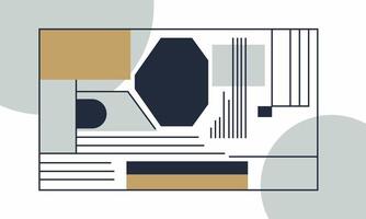 flat square geometric shapes and lines vector