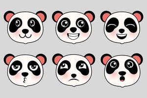 Panda teddy face cute character emotion expressions isolated set. flat graphic design illustration vector