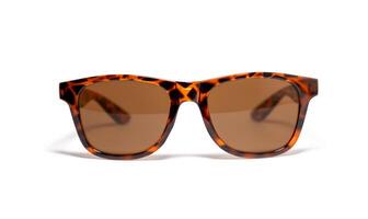 Sunglasses with leopard print and orange lenses isolated on white background photo