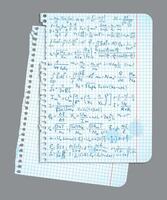 a torn sheet of graph paper with math formulas vector